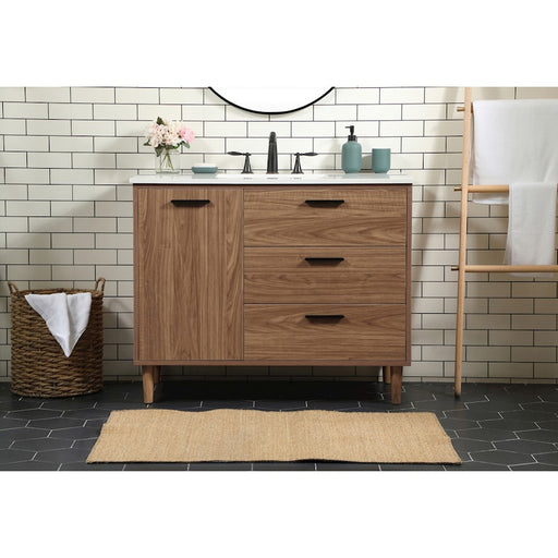 Elegant Baldwin 42" Single Bathroom Vanity, Walnut Brown