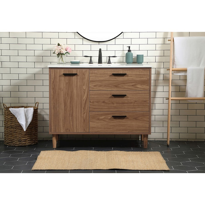 Elegant Baldwin 42" Single Bathroom Vanity, Walnut Brown