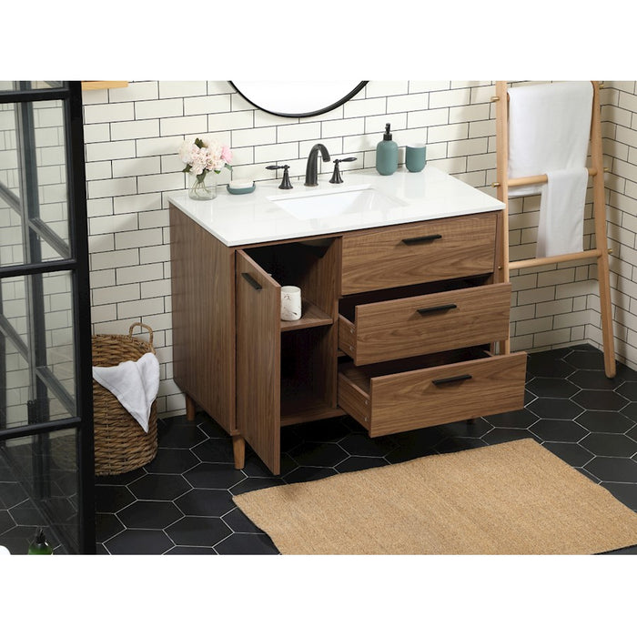 Elegant Baldwin 42" Single Bathroom Vanity, Walnut Brown
