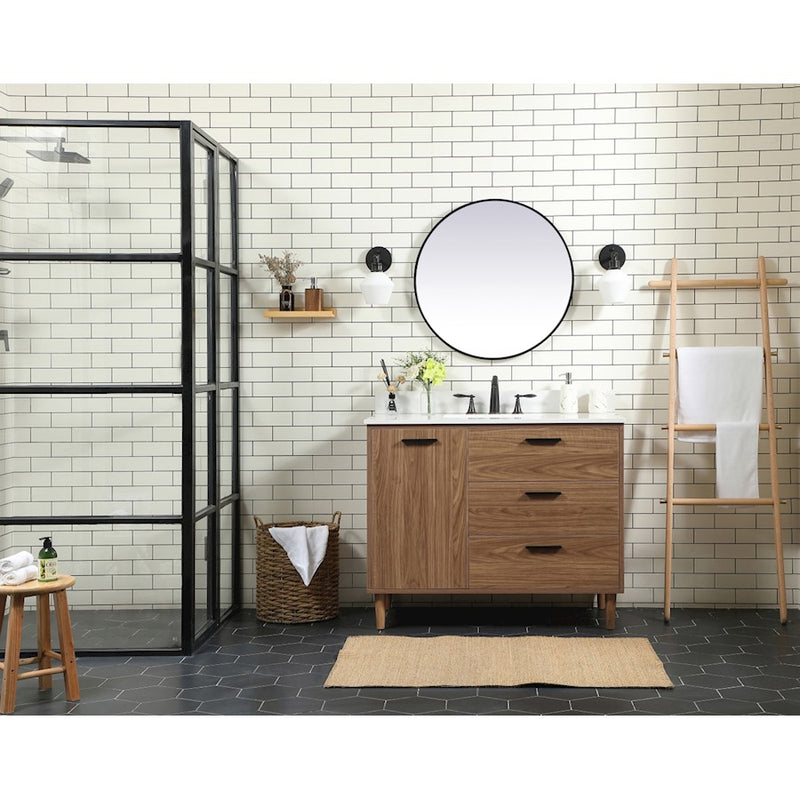 Elegant Baldwin 42" Single Bathroom Vanity, Walnut Brown