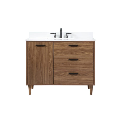 Elegant Baldwin 42" Single Vanity, Walnut Brown/Backsplash - VF47042WB-BS