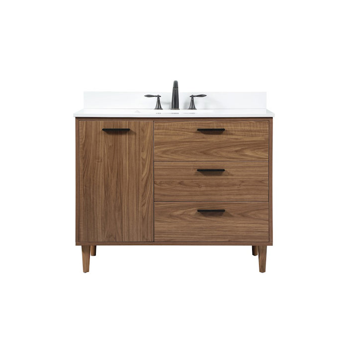Elegant Baldwin 42" Single Vanity, Walnut Brown/Backsplash - VF47042WB-BS