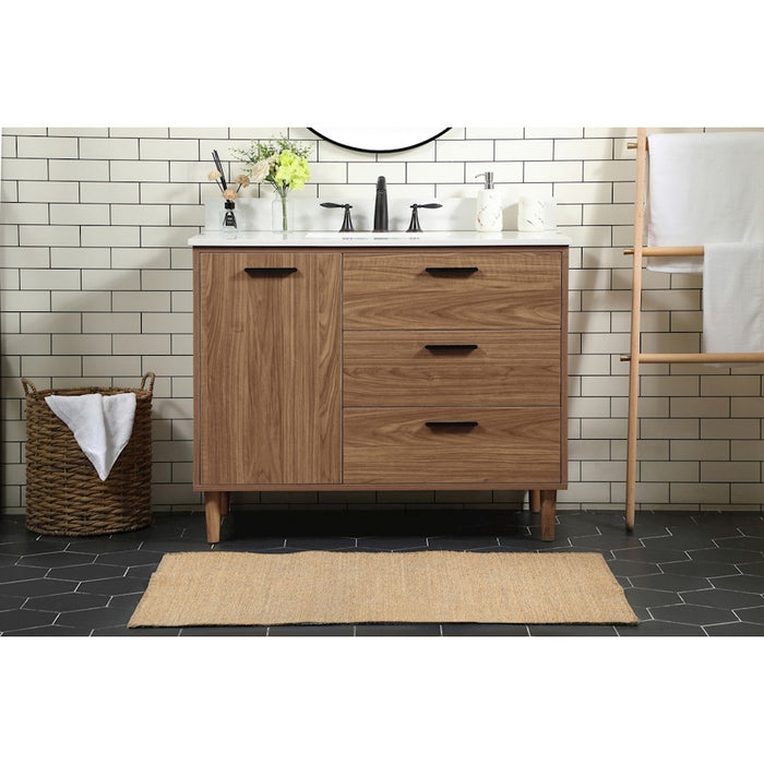 Elegant Baldwin 42" Single Vanity, Walnut Brown/Backsplash