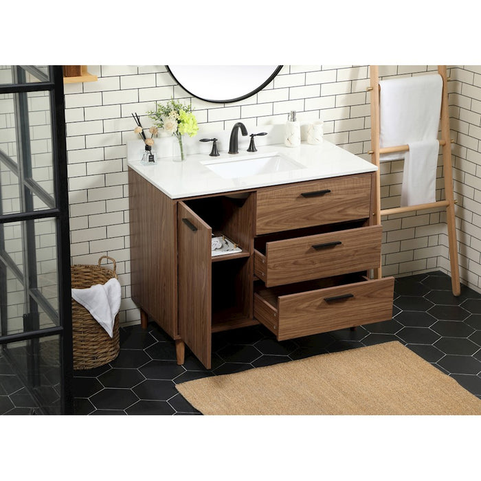 Elegant Baldwin 42" Single Vanity, Walnut Brown/Backsplash