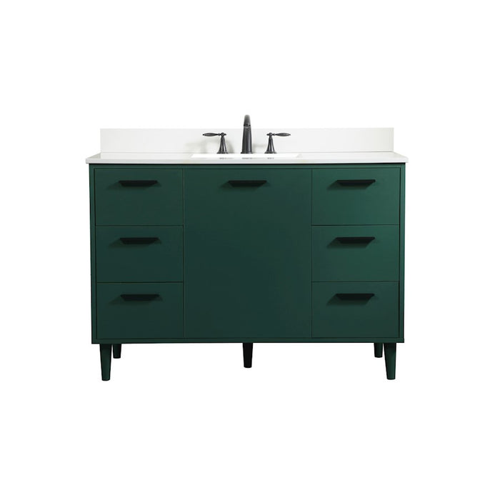 Elegant Baldwin 48" Bathroom Vanity, Green/Backsplash - VF47048MGN-BS