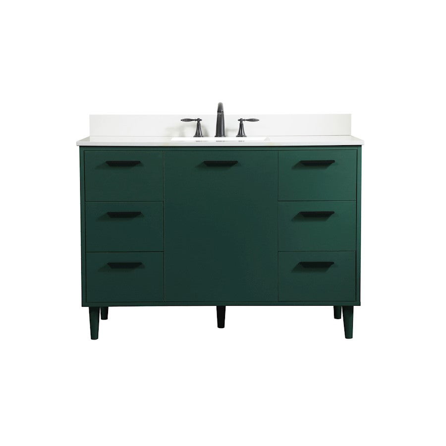 Elegant Baldwin 48" Bathroom Vanity, Green/Backsplash - VF47048MGN-BS