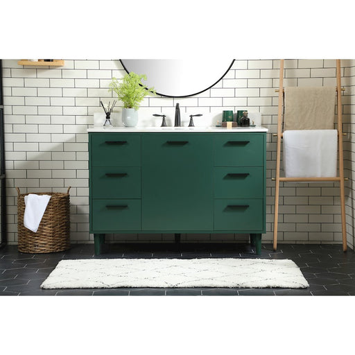 Elegant Baldwin 48" Bathroom Vanity, Green/Backsplash