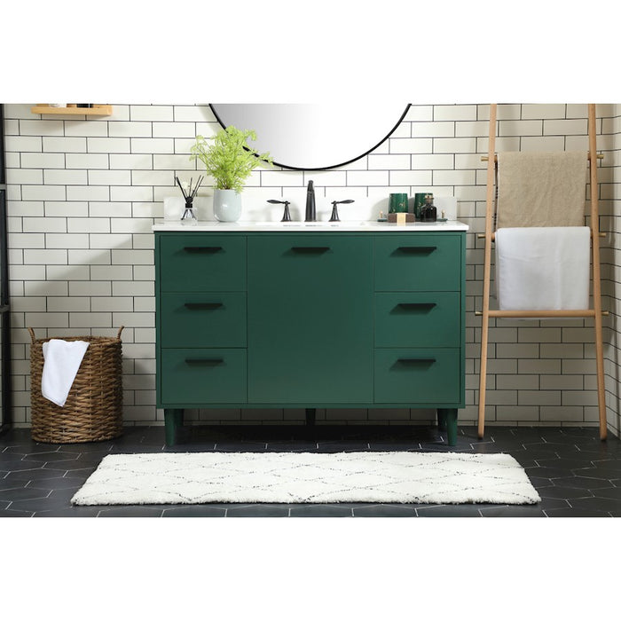 Elegant Baldwin 48" Bathroom Vanity, Green/Backsplash
