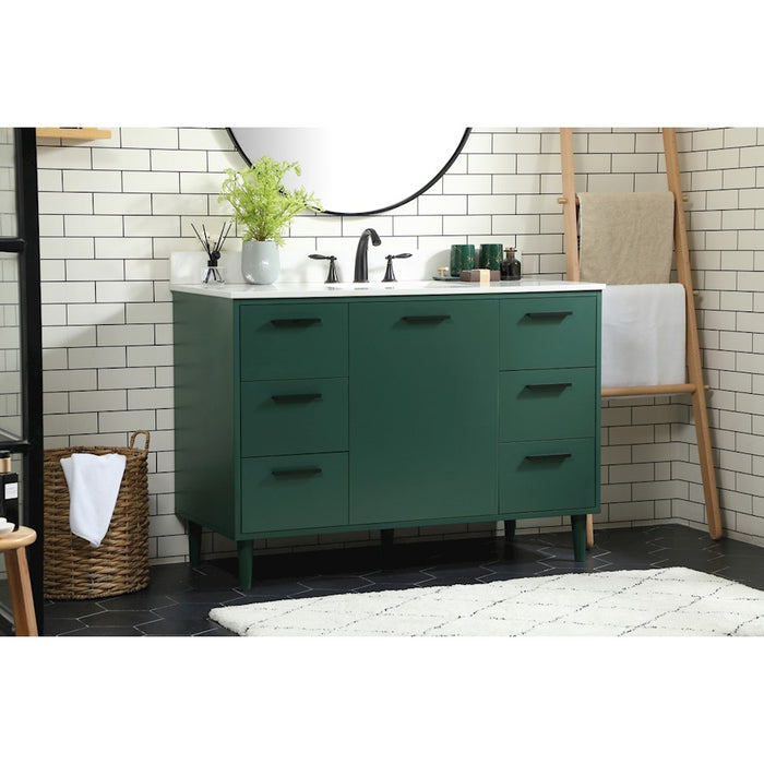Elegant Baldwin 48" Bathroom Vanity, Green/Backsplash
