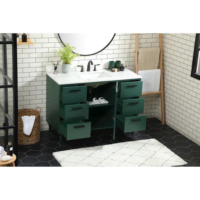 Elegant Baldwin 48" Bathroom Vanity, Green/Backsplash
