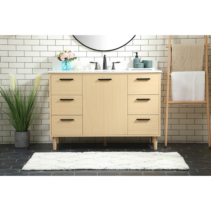 Elegant Baldwin 48" Bathroom Vanity, Maple/Backsplash