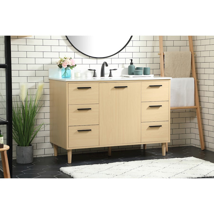 Elegant Baldwin 48" Bathroom Vanity, Maple/Backsplash