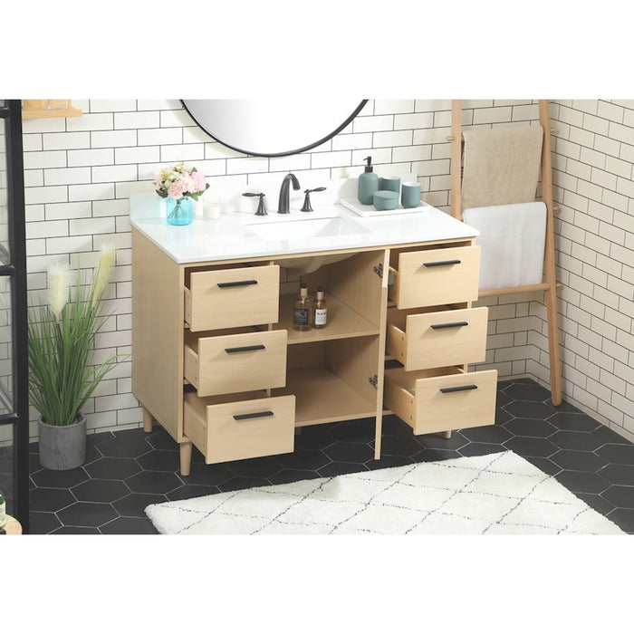 Elegant Baldwin 48" Bathroom Vanity, Maple/Backsplash