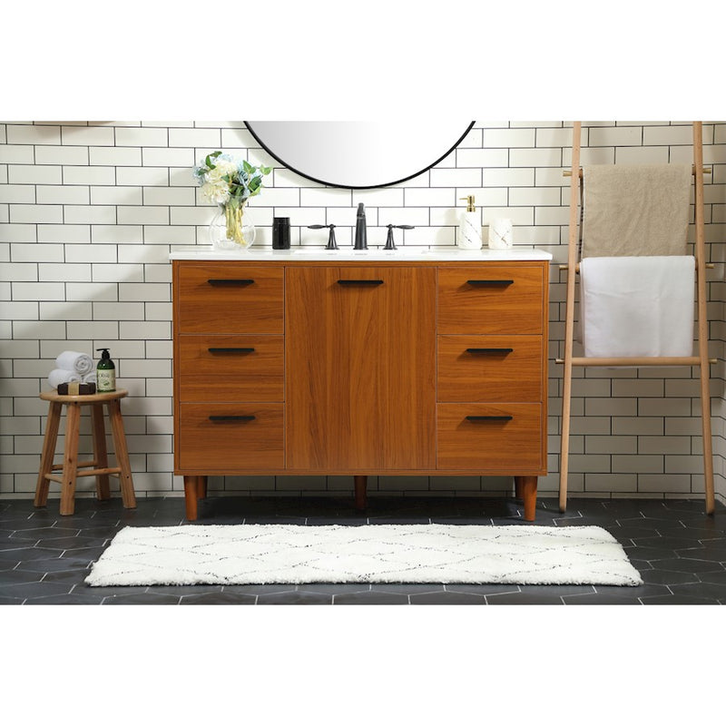 Elegant Kitchen/Bath Baldwin 48" Bathroom Vanity, Teak