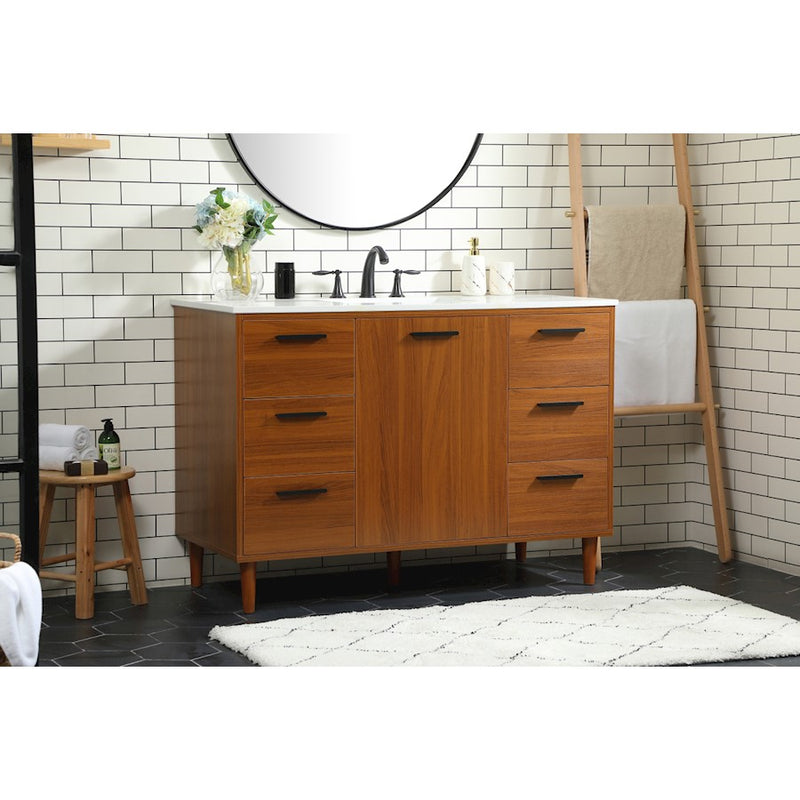 Elegant Kitchen/Bath Baldwin 48" Bathroom Vanity, Teak