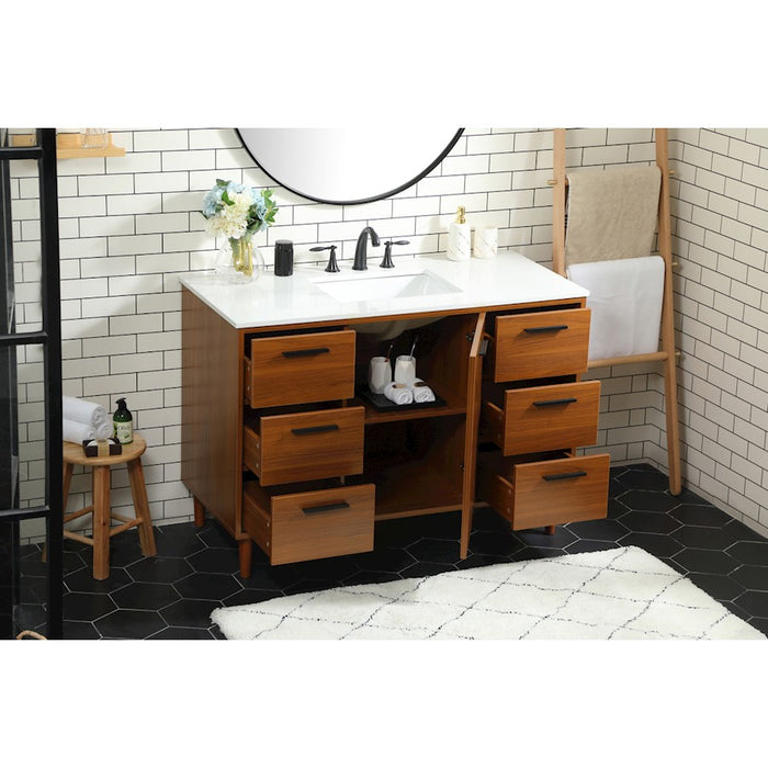 Elegant Kitchen/Bath Baldwin 48" Bathroom Vanity, Teak