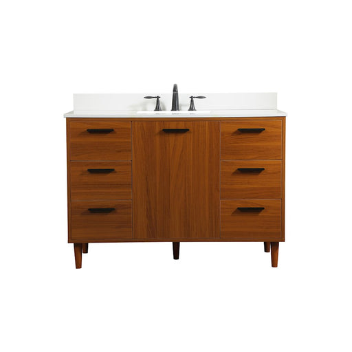 Elegant Baldwin 48" Bathroom Vanity, Teak/Backsplash - VF47048MTK-BS