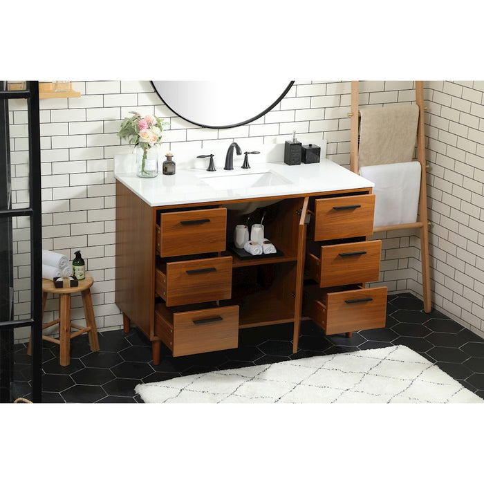 Elegant Baldwin 48" Bathroom Vanity, Teak/Backsplash