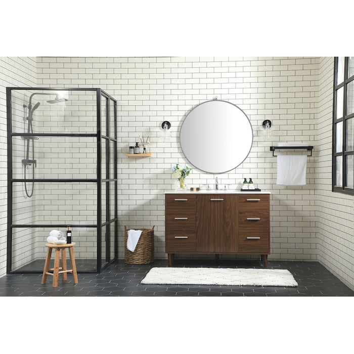 Elegant Baldwin 48" Bathroom Vanity, Teak/Backsplash