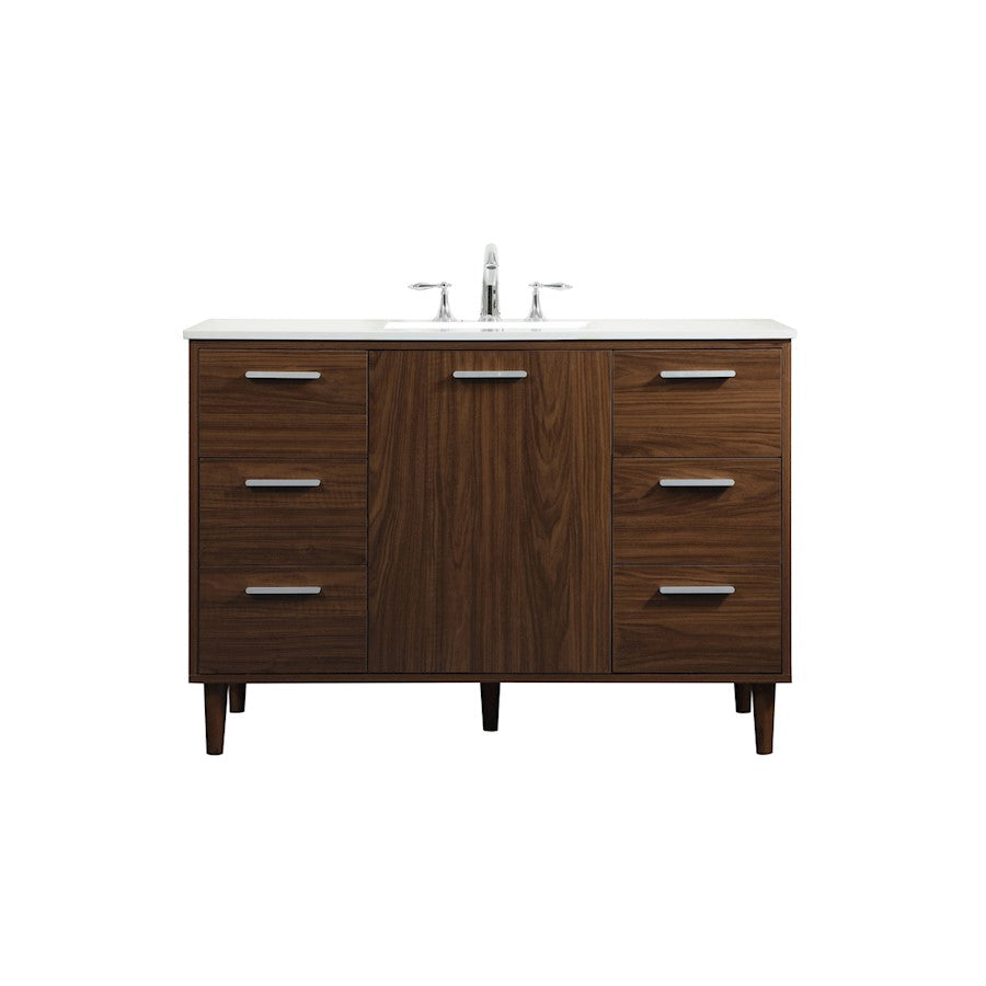 Elegant Kitchen/Bath Baldwin 48" Bathroom Vanity, Walnut - VF47048MWT