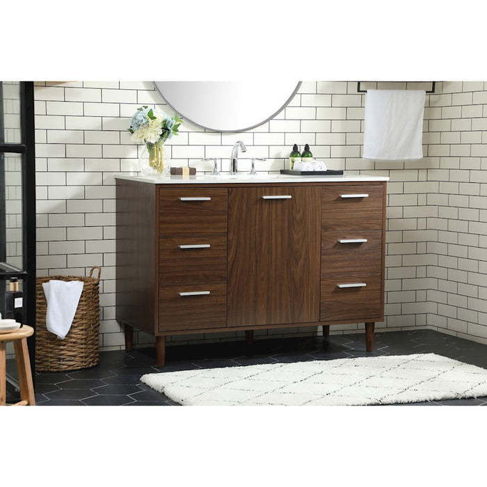 Elegant Kitchen/Bath Baldwin 48" Bathroom Vanity, Walnut