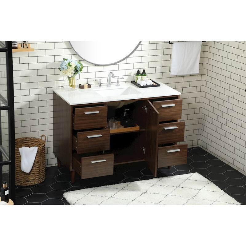 Elegant Kitchen/Bath Baldwin 48" Bathroom Vanity, Walnut