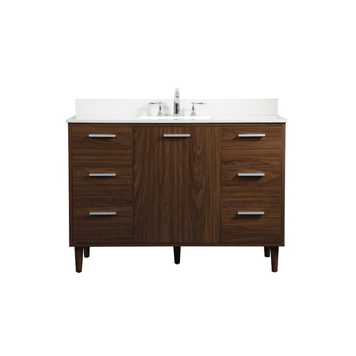 Elegant Baldwin 48" Bathroom Vanity, Walnut/Backsplash - VF47048MWT-BS