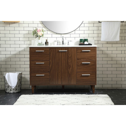 Elegant Baldwin 48" Bathroom Vanity, Walnut/Backsplash