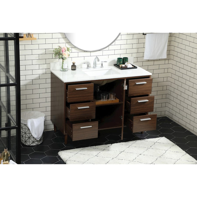 Elegant Baldwin 48" Bathroom Vanity, Walnut/Backsplash
