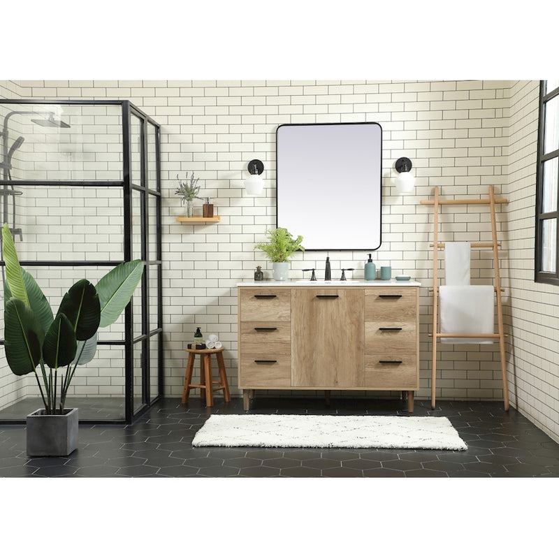 Elegant Baldwin 48" Bathroom Vanity, Walnut/Backsplash
