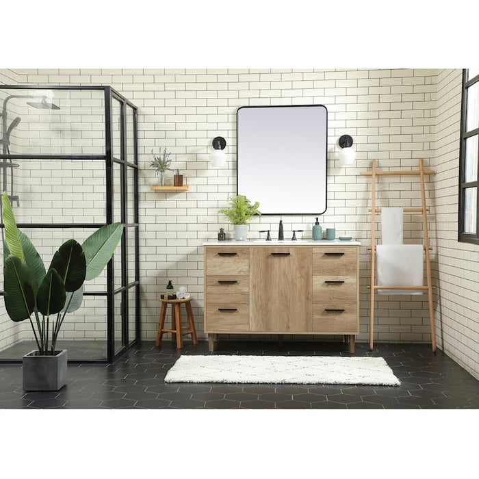Elegant Baldwin 48" Bathroom Vanity, Walnut/Backsplash