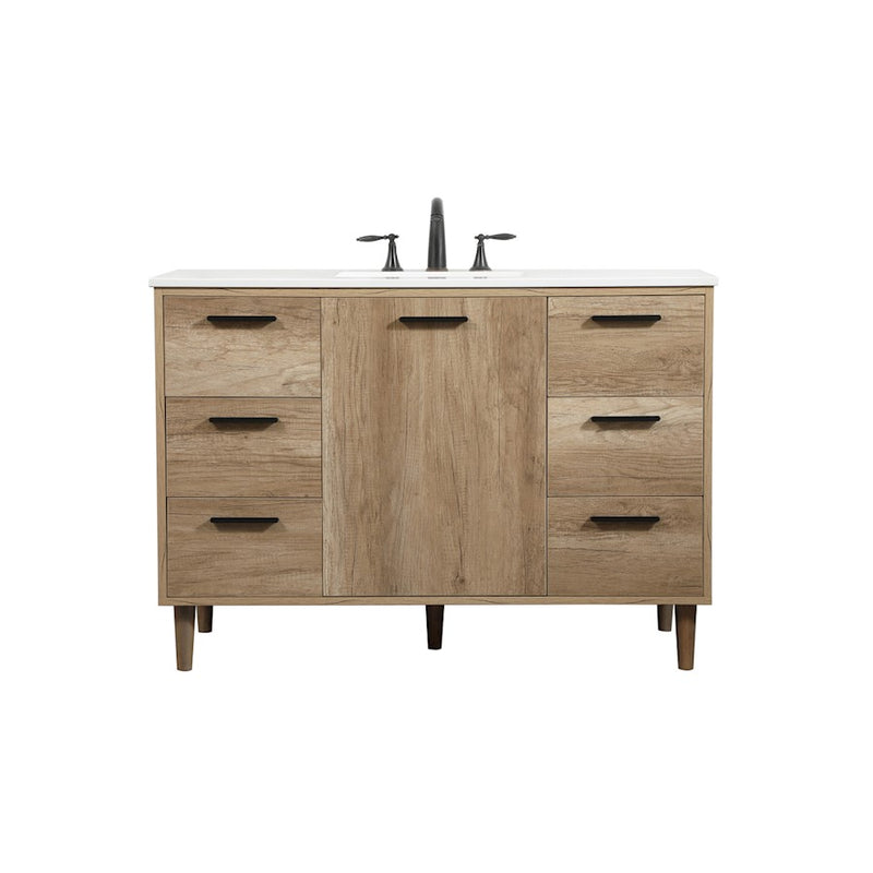 Elegant Kitchen/Bath Baldwin 48" Single Bathroom Vanity, Natural Oak - VF47048NT