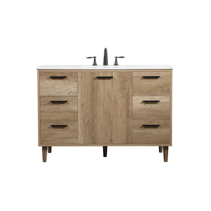 Elegant Kitchen/Bath Baldwin 48" Single Bathroom Vanity, Natural Oak - VF47048NT