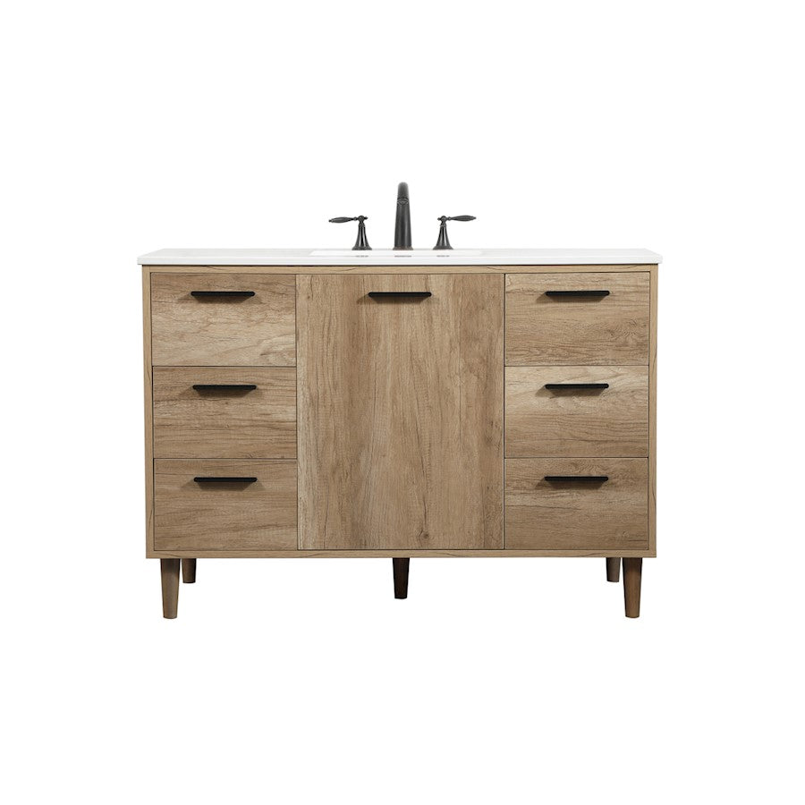 Elegant Kitchen/Bath Baldwin 48" Single Bathroom Vanity, Natural Oak - VF47048NT