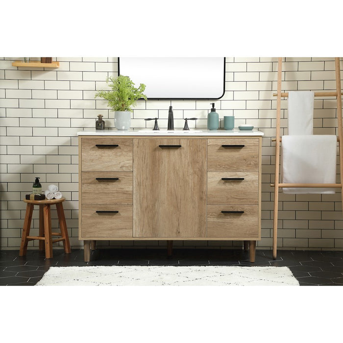 Elegant Kitchen/Bath Baldwin 48" Single Bathroom Vanity, Natural Oak