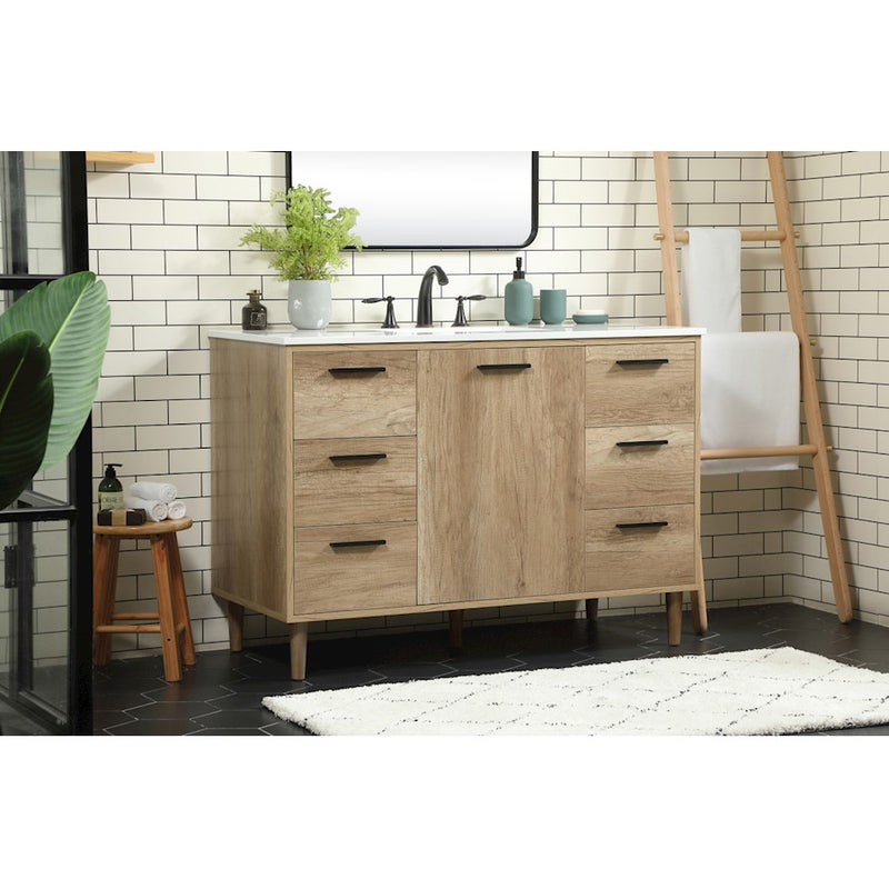 Elegant Kitchen/Bath Baldwin 48" Single Bathroom Vanity, Natural Oak