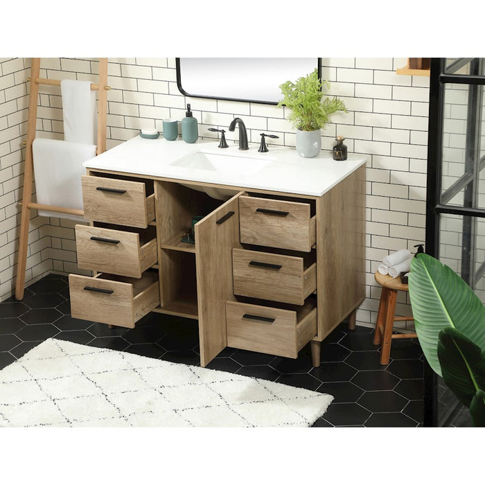 Elegant Kitchen/Bath Baldwin 48" Single Bathroom Vanity, Natural Oak