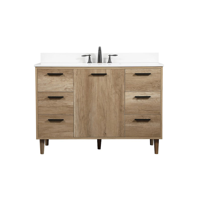 Elegant Baldwin 48" Single Vanity, Natural Oak/Backsplash - VF47048NT-BS