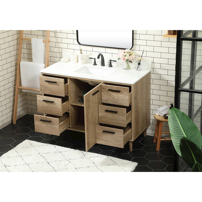 Elegant Baldwin 48" Single Vanity, Natural Oak/Backsplash