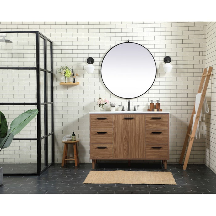 Elegant Baldwin 48" Single Vanity, Natural Oak/Backsplash