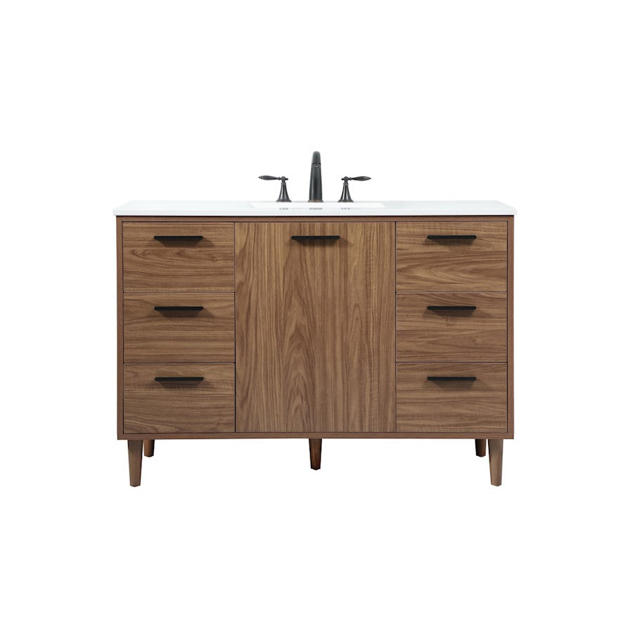 Elegant Baldwin 48" Single Bathroom Vanity, Walnut Brown - VF47048WB