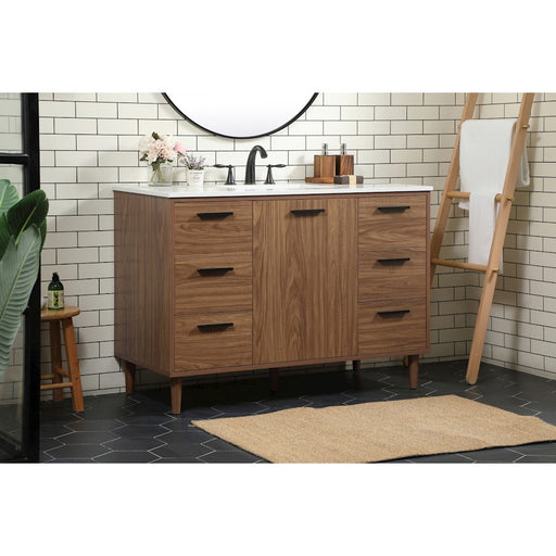 Elegant Baldwin 48" Single Bathroom Vanity, Walnut Brown