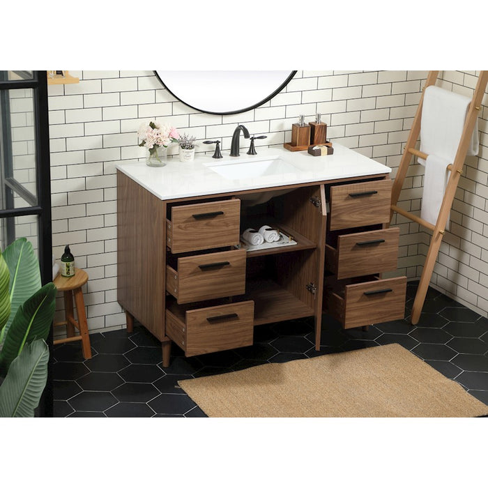 Elegant Baldwin 48" Single Bathroom Vanity, Walnut Brown