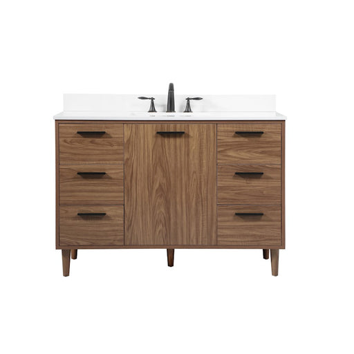 Elegant Baldwin 48" Single Vanity, Walnut Brown/Backsplash - VF47048WB-BS