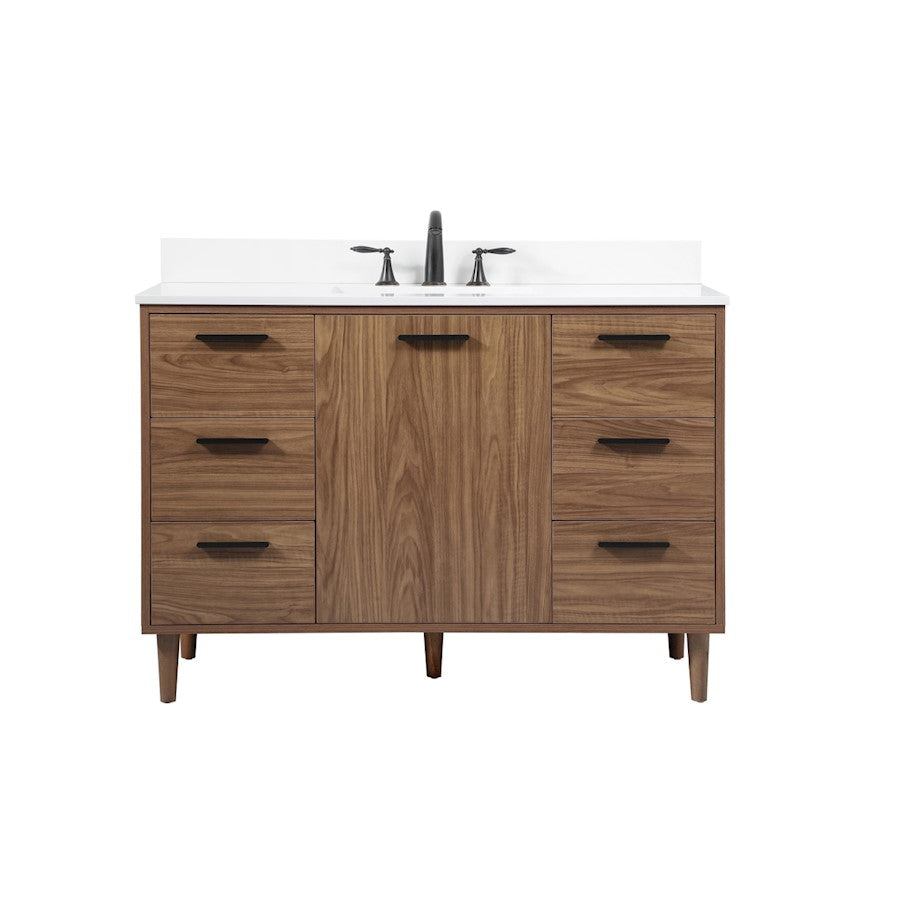 Elegant Baldwin 48" Single Vanity, Walnut Brown/Backsplash - VF47048WB-BS