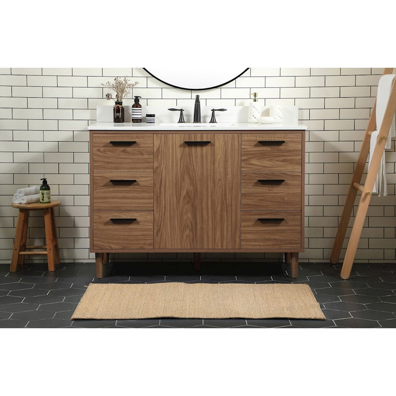 Elegant Baldwin 48" Single Vanity, Walnut Brown/Backsplash