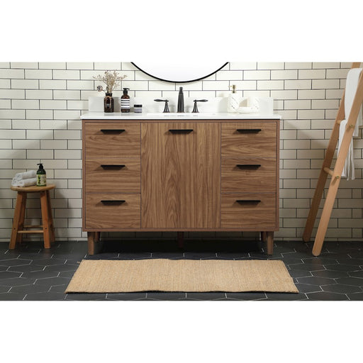 Elegant Baldwin 48" Single Vanity, Walnut Brown/Backsplash