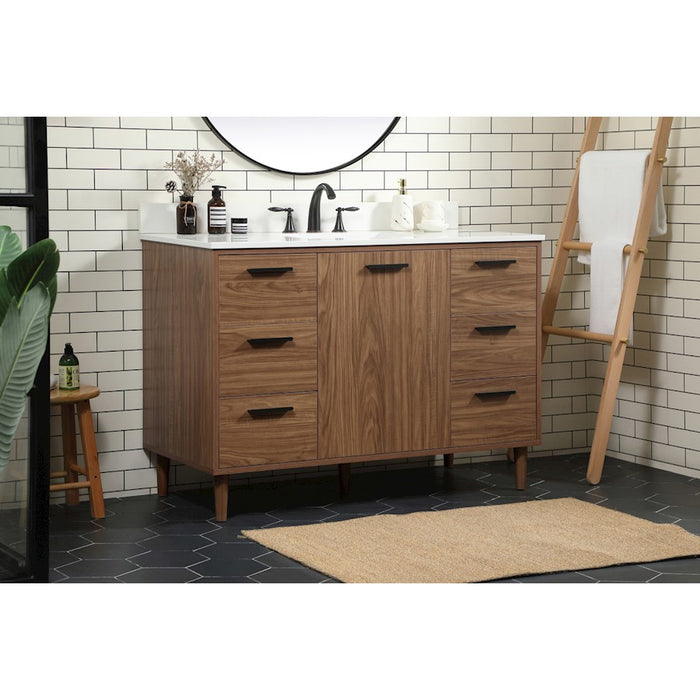 Elegant Baldwin 48" Single Vanity, Walnut Brown/Backsplash