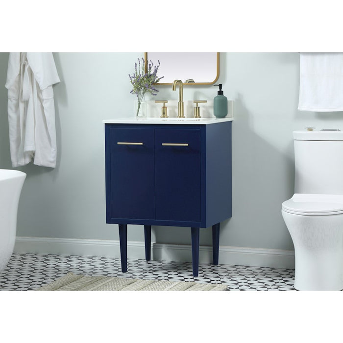 Elegant Cyrus 24" Single Bathroom Vanity, Blue/Backsplash