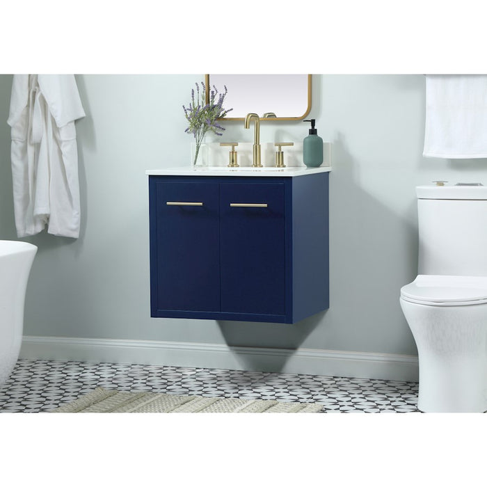 Elegant Cyrus 24" Single Bathroom Vanity, Blue/Backsplash